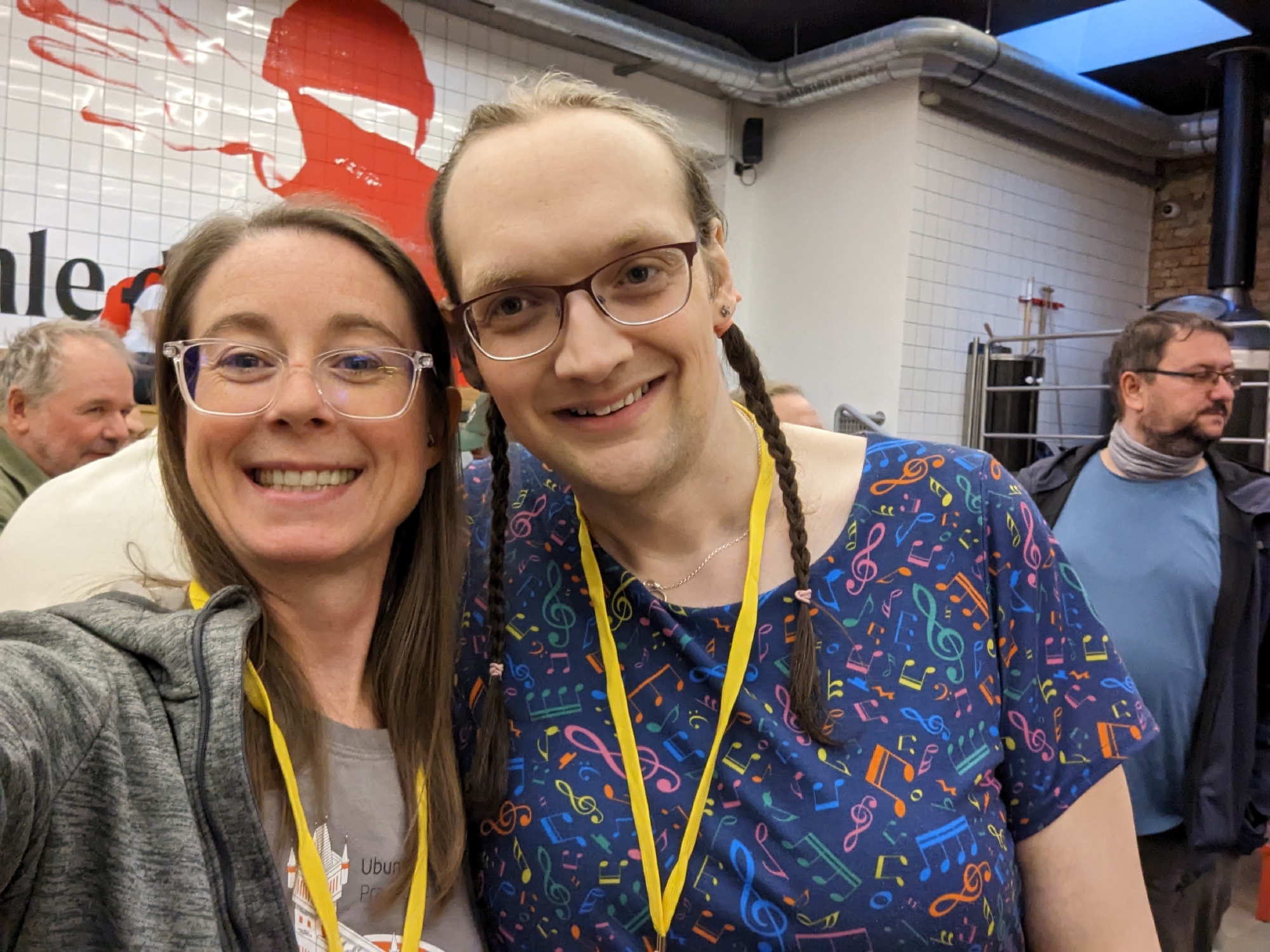 Photo of Heather Ellsworth and me (Lucy) in Harrys Bar during the pre-conference get-together